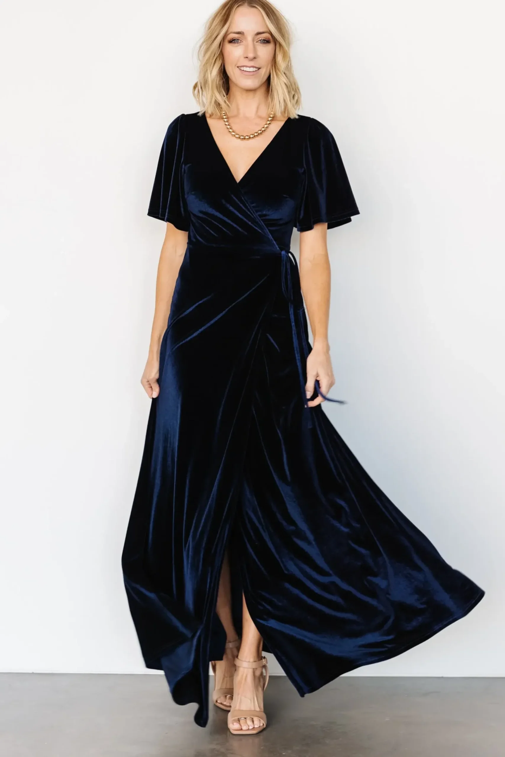 Sale Baltic Born Meghan Velvet Wrap Maxi Dress | Navy