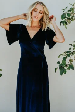 Sale Baltic Born Meghan Velvet Wrap Maxi Dress | Navy