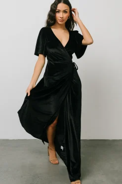 Fashion Baltic Born Meghan Velvet Wrap Maxi Dress | Black