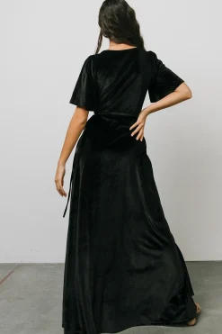 Fashion Baltic Born Meghan Velvet Wrap Maxi Dress | Black