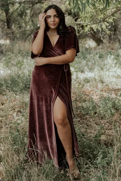 Sale Baltic Born Meghan Velvet Wrap Maxi Dress | Dusty Plum