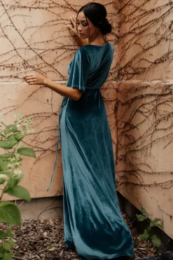 Online Baltic Born Meghan Velvet Wrap Maxi Dress | Persian Blue