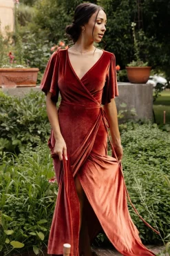 Best Baltic Born Meghan Velvet Wrap Maxi Dress | Terracotta