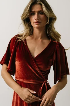 Best Baltic Born Meghan Velvet Wrap Maxi Dress | Terracotta