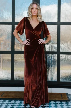 Hot Baltic Born Meghan Velvet Wrap Maxi Dress | Bronze