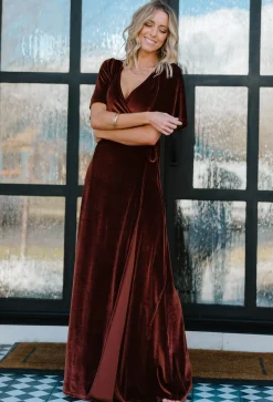 Hot Baltic Born Meghan Velvet Wrap Maxi Dress | Bronze
