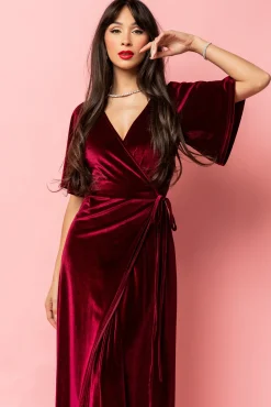 Fashion Baltic Born Meghan Velvet Wrap Maxi Dress | Mulberry