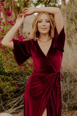 Fashion Baltic Born Meghan Velvet Wrap Maxi Dress | Mulberry