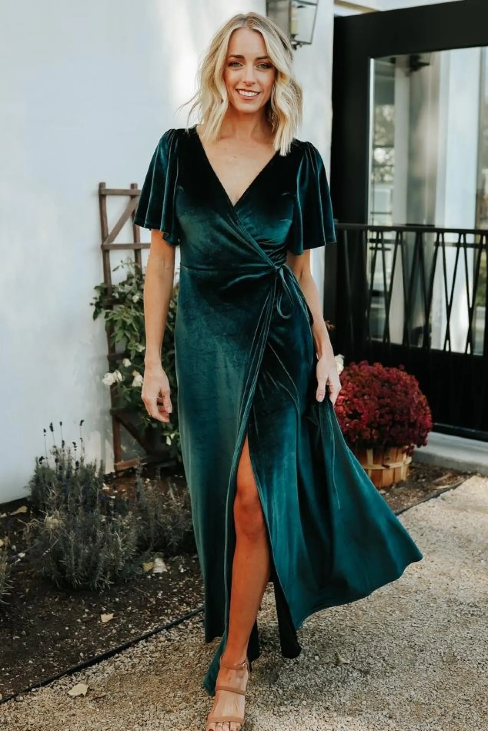 Discount Baltic Born Meghan Velvet Wrap Maxi Dress | Jade
