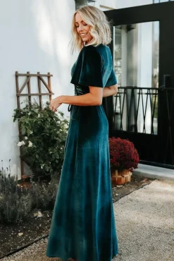 Discount Baltic Born Meghan Velvet Wrap Maxi Dress | Jade