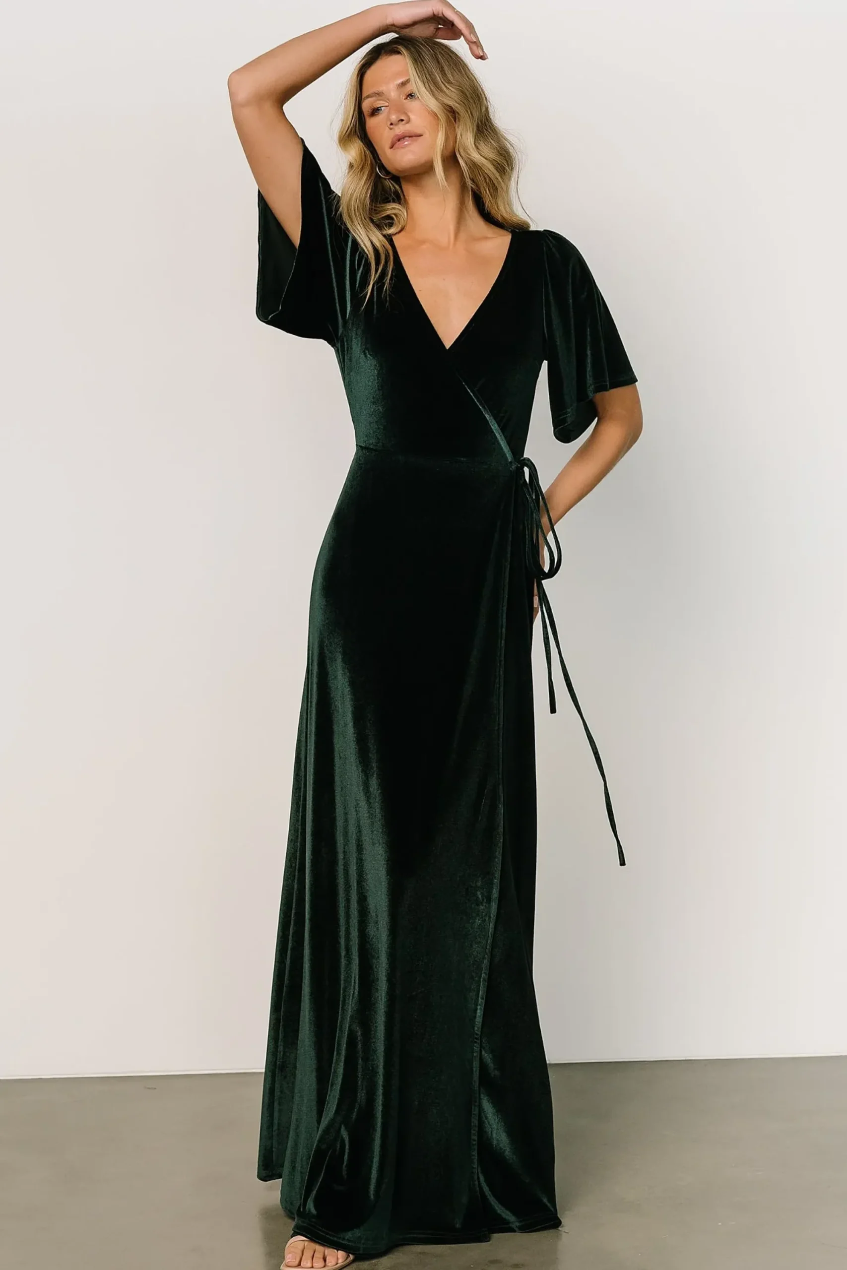 Discount Baltic Born Meghan Velvet Wrap Maxi Dress | Jade