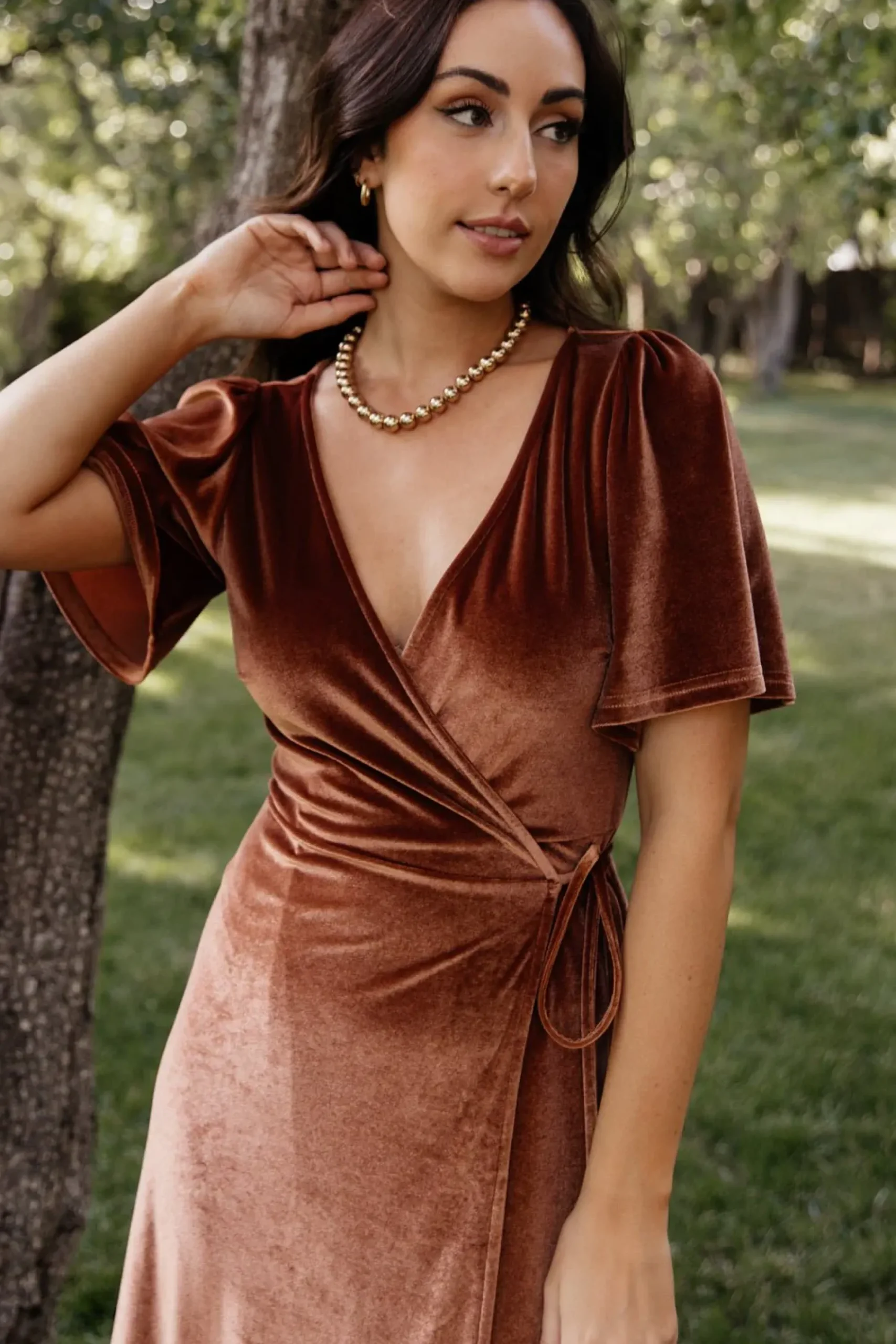 Fashion Baltic Born Meghan Velvet Wrap Maxi Dress | Spice