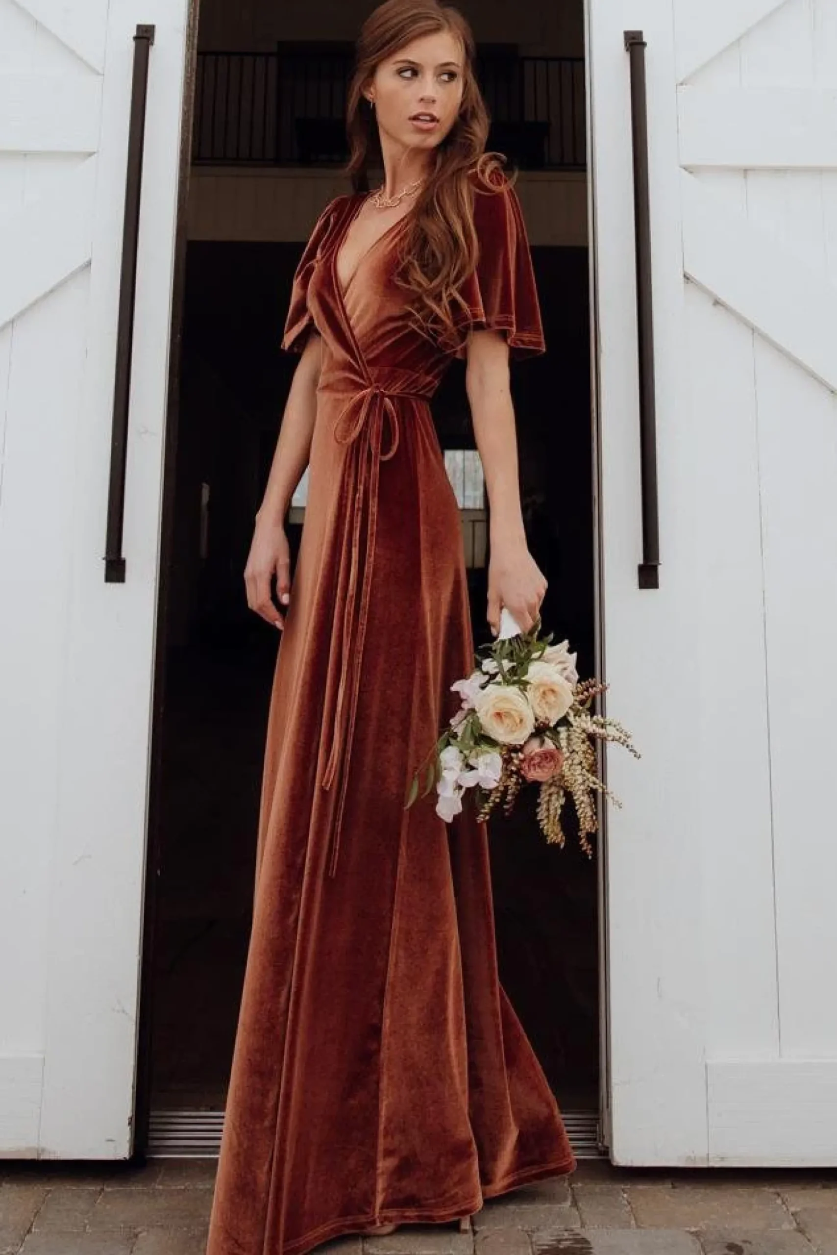 Fashion Baltic Born Meghan Velvet Wrap Maxi Dress | Spice