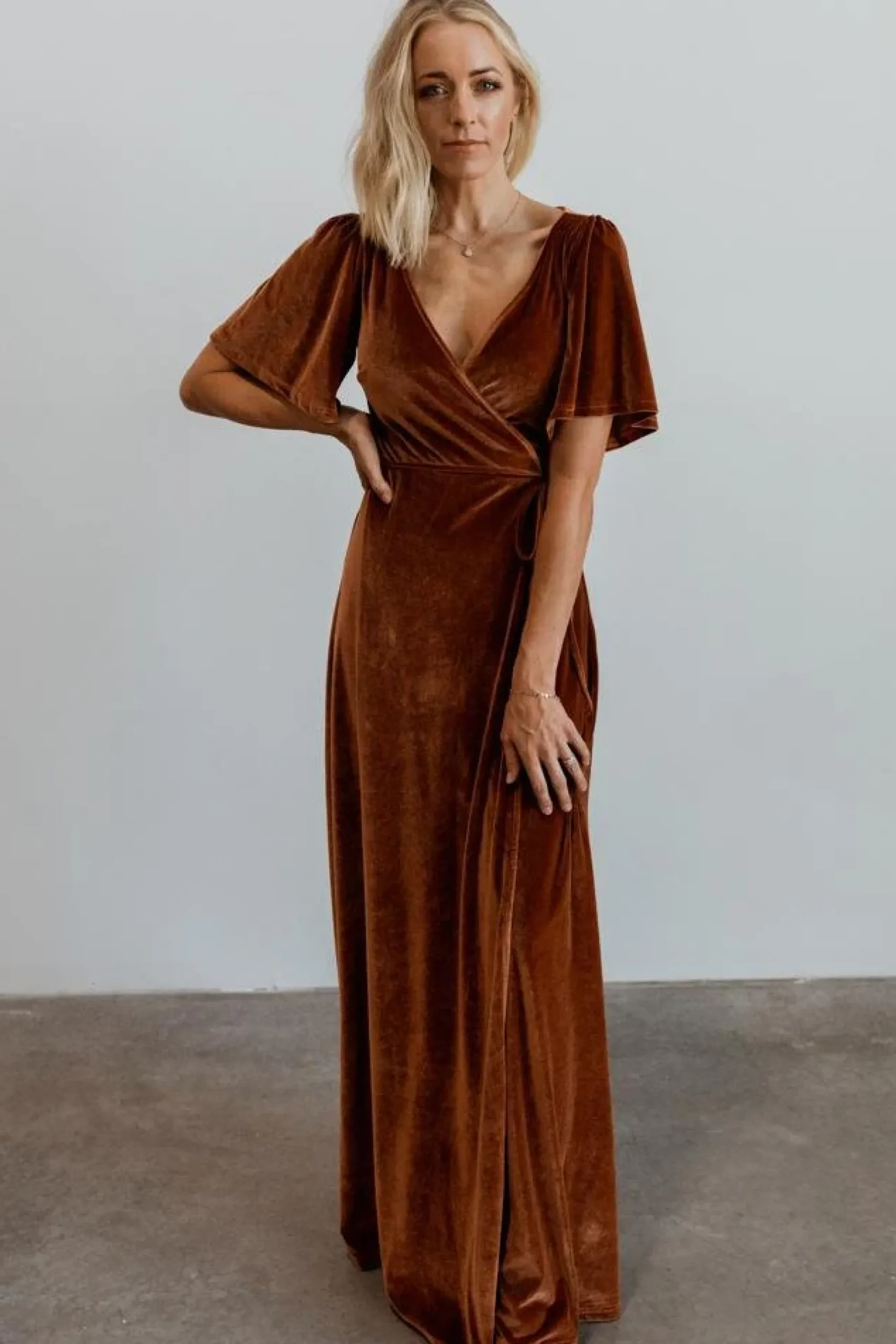 Fashion Baltic Born Meghan Velvet Wrap Maxi Dress | Spice