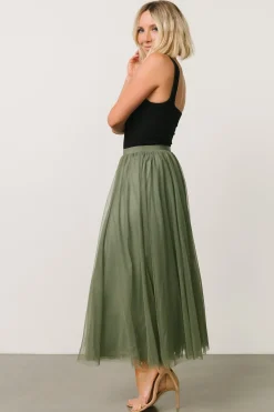 New Baltic Born Mila Tulle Skirt | Dark Sage