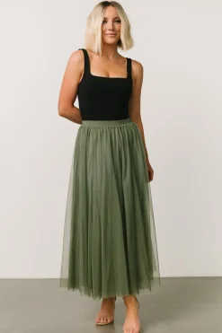 New Baltic Born Mila Tulle Skirt | Dark Sage