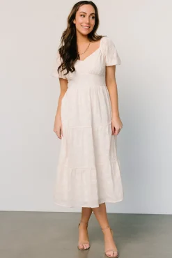Clearance Baltic Born Mildred Embroidered Midi Dress | Vintage Cream