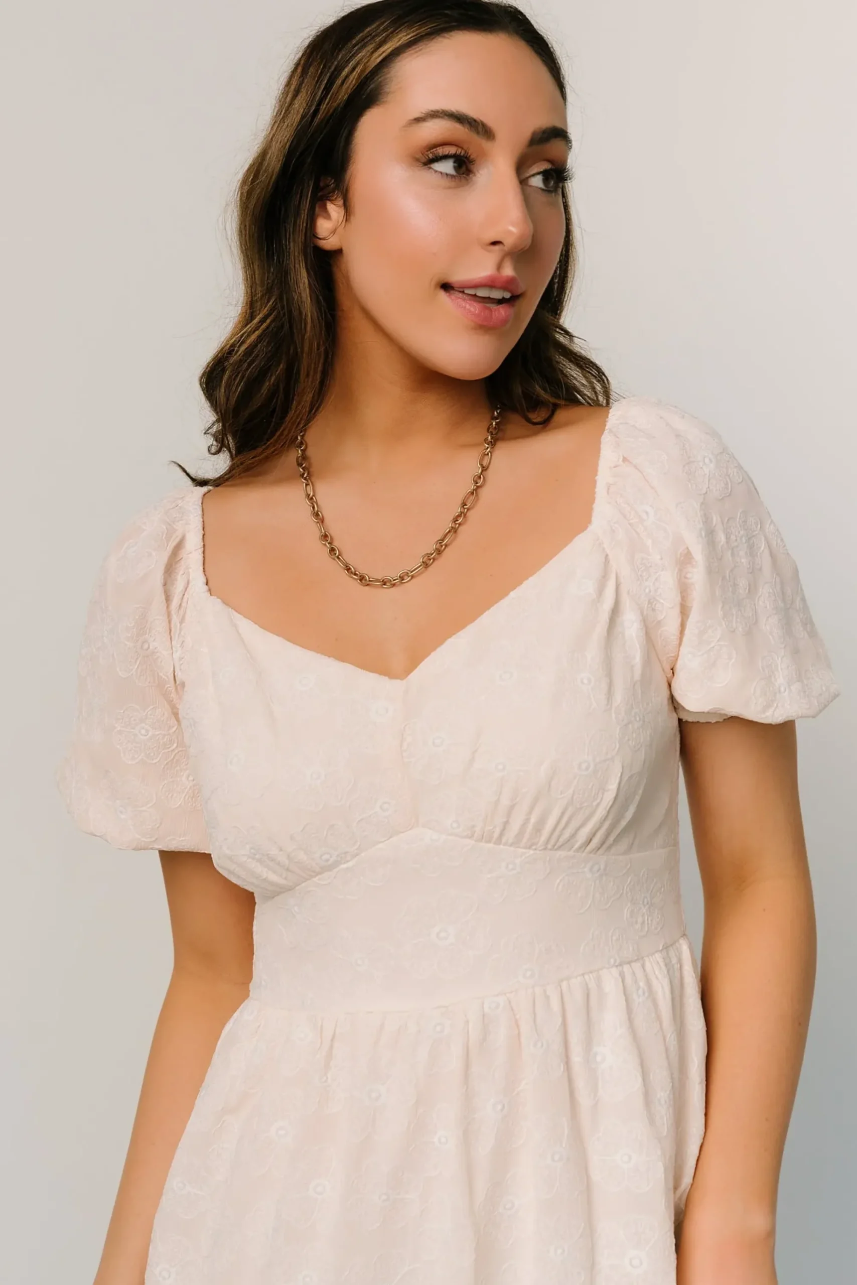 Clearance Baltic Born Mildred Embroidered Midi Dress | Vintage Cream