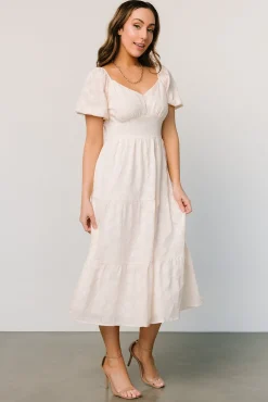 Clearance Baltic Born Mildred Embroidered Midi Dress | Vintage Cream