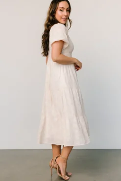 Clearance Baltic Born Mildred Embroidered Midi Dress | Vintage Cream