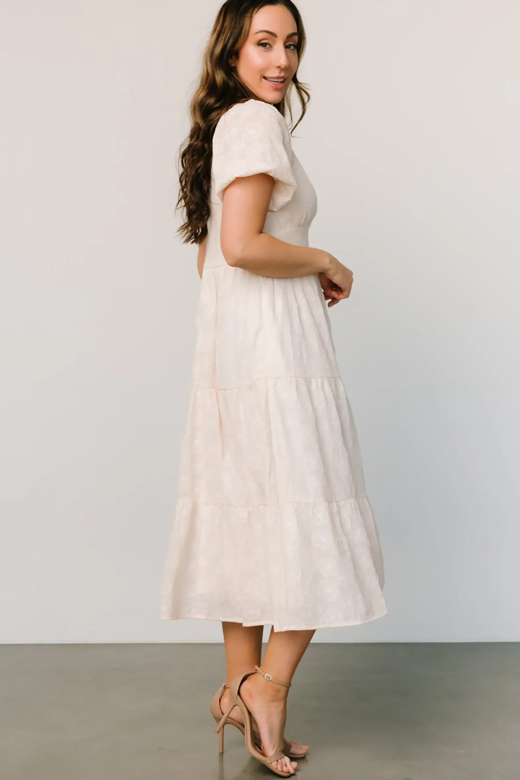 Clearance Baltic Born Mildred Embroidered Midi Dress | Vintage Cream