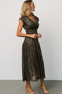 New Baltic Born Miley Pleated Shimmer Dress | Gold
