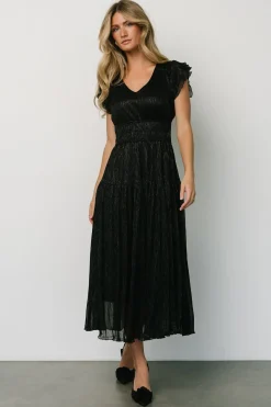 Hot Baltic Born Miley Pleated Shimmer Dress | Black