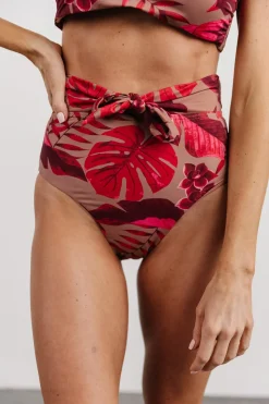 Online Baltic Born Milos High Waist Bikini Bottom | Red Print