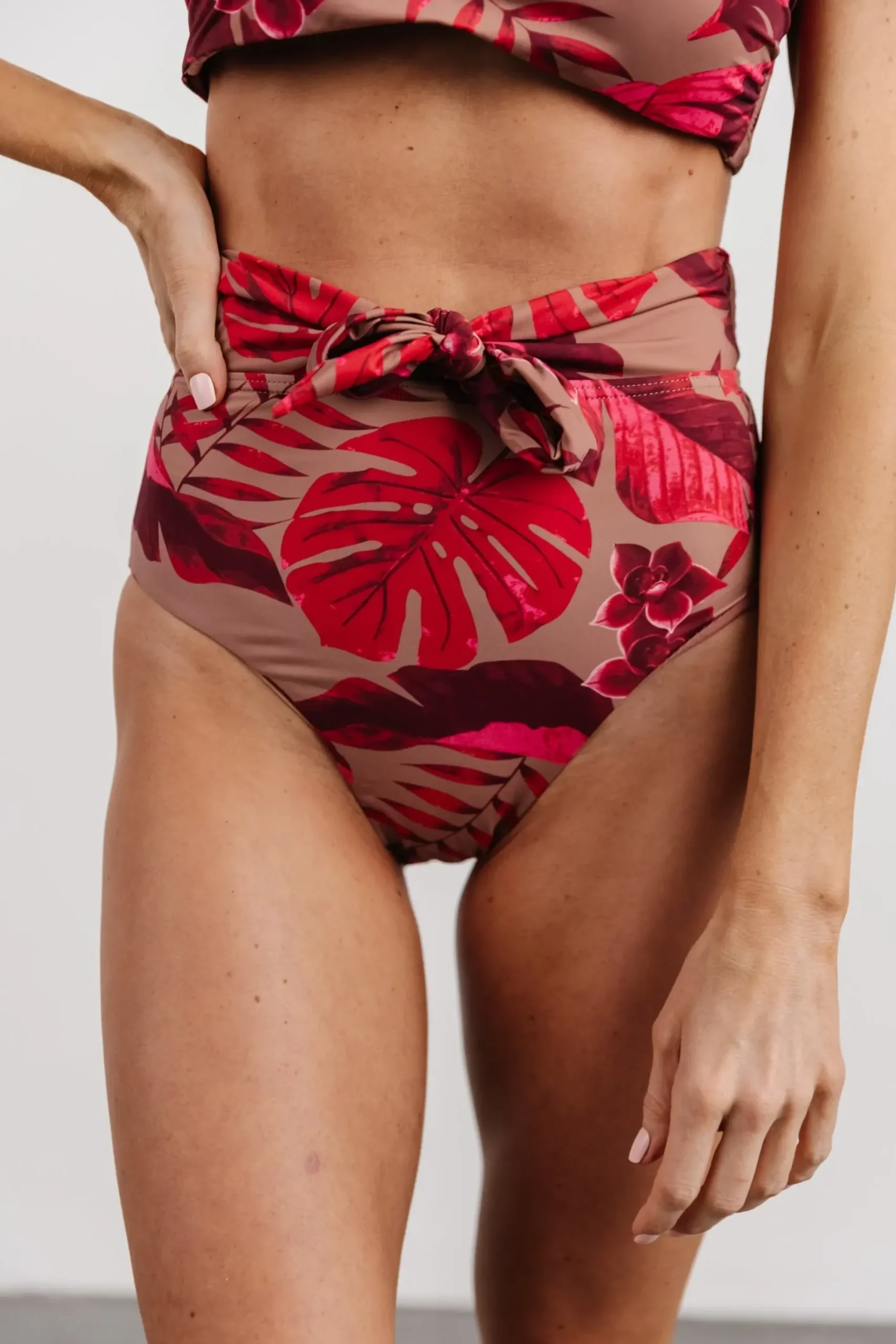 Online Baltic Born Milos High Waist Bikini Bottom | Red Print