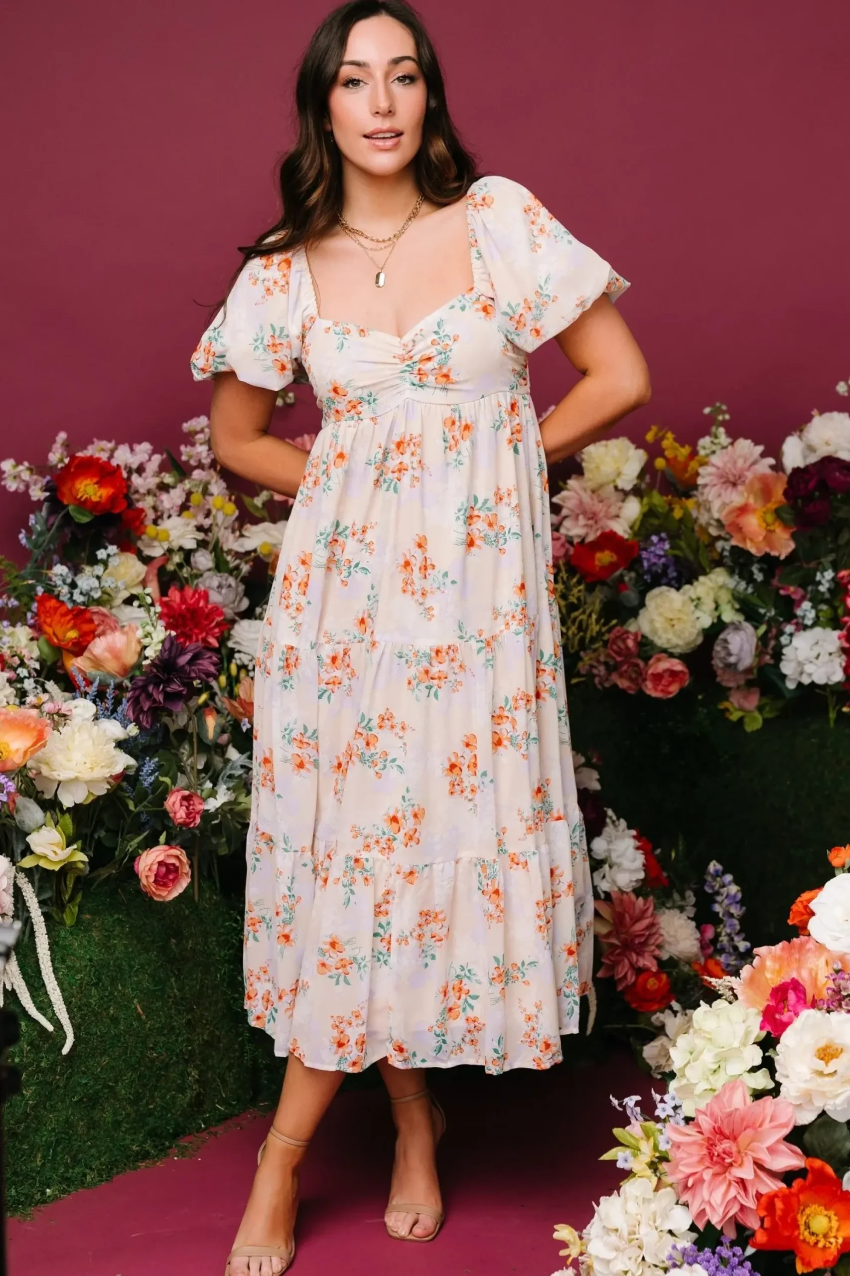 Sale Baltic Born Molly Midi Dress | Cream Floral