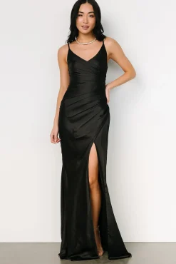 New Baltic Born Monet Satin Gown | Black