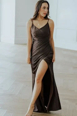 Sale Baltic Born Monet Satin Gown | Dark Brown