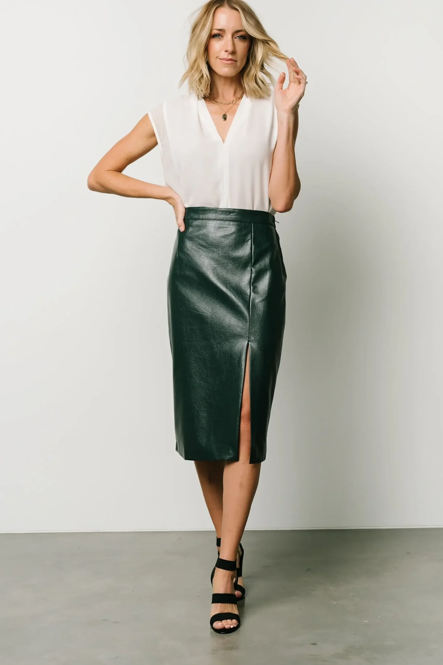 Clearance Baltic Born Montague Vegan Leather Skirt | Pine