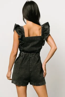 Outlet Baltic Born Montgomery Denim Romper | Black