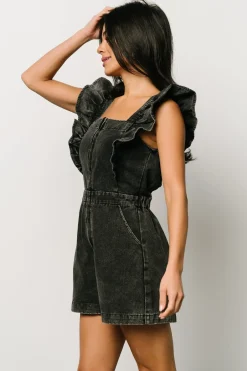 Outlet Baltic Born Montgomery Denim Romper | Black
