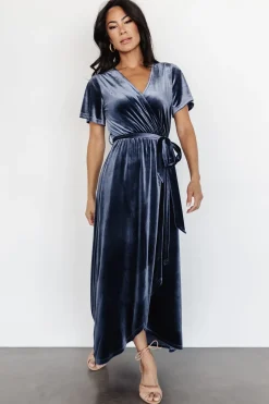 Sale Baltic Born Nadine Velvet Midi Dress | Blue