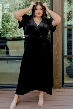 Best Baltic Born Nadine Velvet Midi Dress | Black