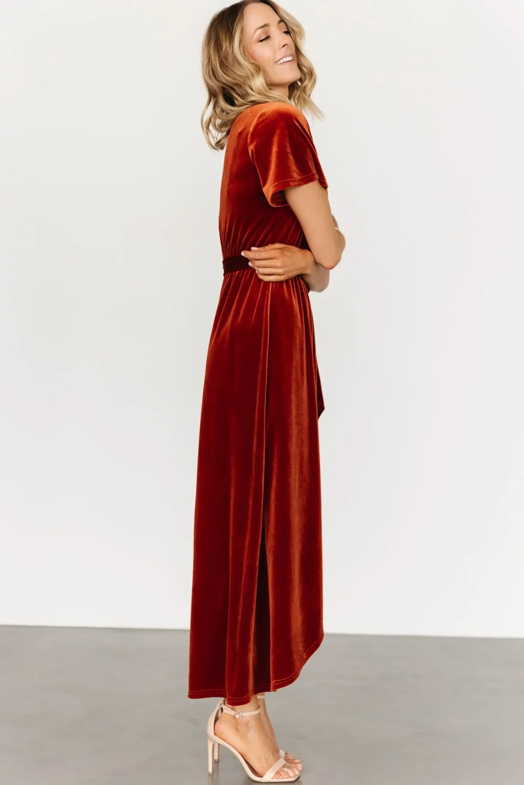 Fashion Baltic Born Nadine Velvet Midi Dress | Rust
