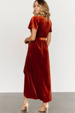 Fashion Baltic Born Nadine Velvet Midi Dress | Rust