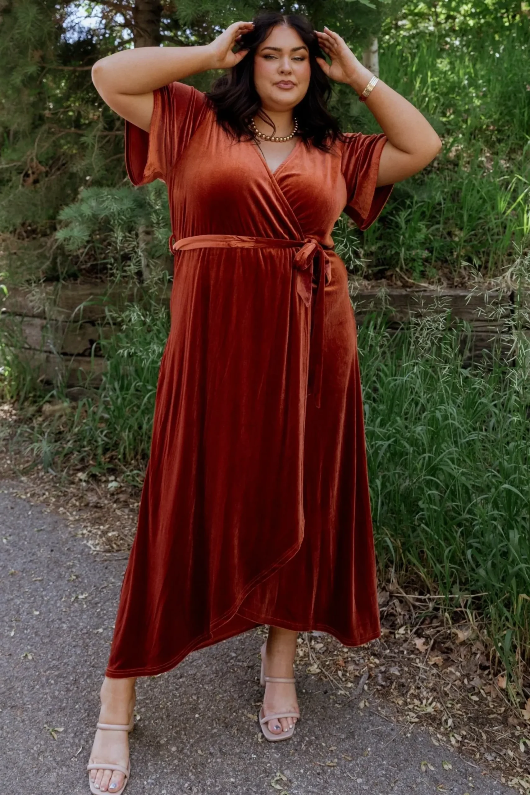 Fashion Baltic Born Nadine Velvet Midi Dress | Rust