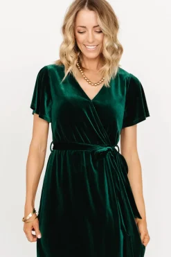 New Baltic Born Nadine Velvet Midi Dress | Green