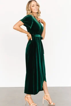 New Baltic Born Nadine Velvet Midi Dress | Green