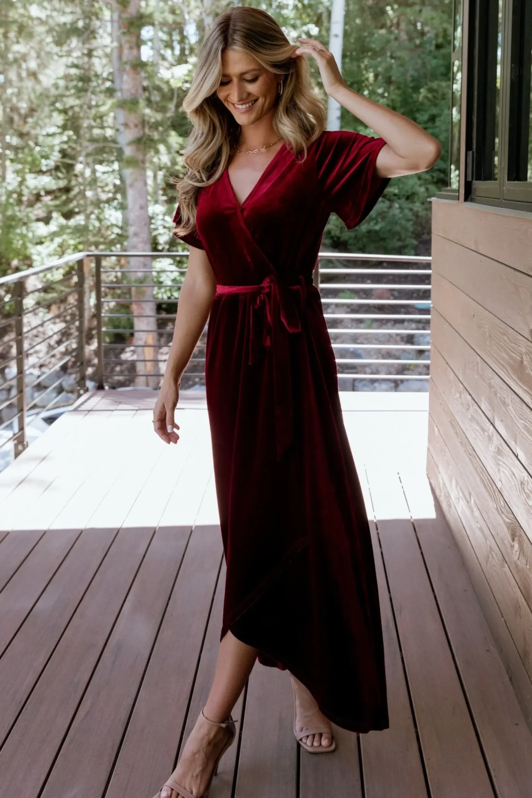 Hot Baltic Born Nadine Velvet Midi Dress | Merlot