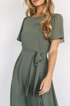 Sale Baltic Born Naomi Short Sleeve Maxi Dress | Dark Sage