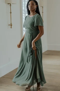 Sale Baltic Born Naomi Short Sleeve Maxi Dress | Dark Sage