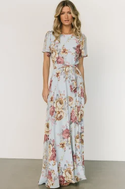 Outlet Baltic Born Naomi Short Sleeve Maxi Dress | Blue Multi Floral