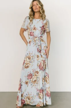 Outlet Baltic Born Naomi Short Sleeve Maxi Dress | Blue Multi Floral