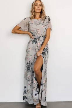 Fashion Baltic Born Naomi Short Sleeve Maxi Dress | Pale Blue Floral