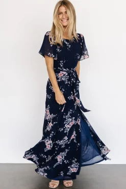 Online Baltic Born Naomi Short Sleeve Maxi Dress | Navy Floral