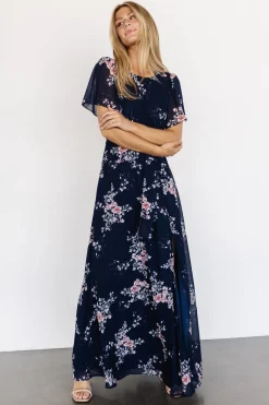 Online Baltic Born Naomi Short Sleeve Maxi Dress | Navy Floral